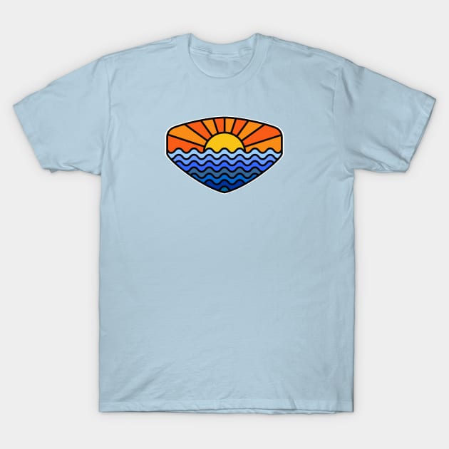 Sunset + Ocean Waves T-Shirt by roboticaldad